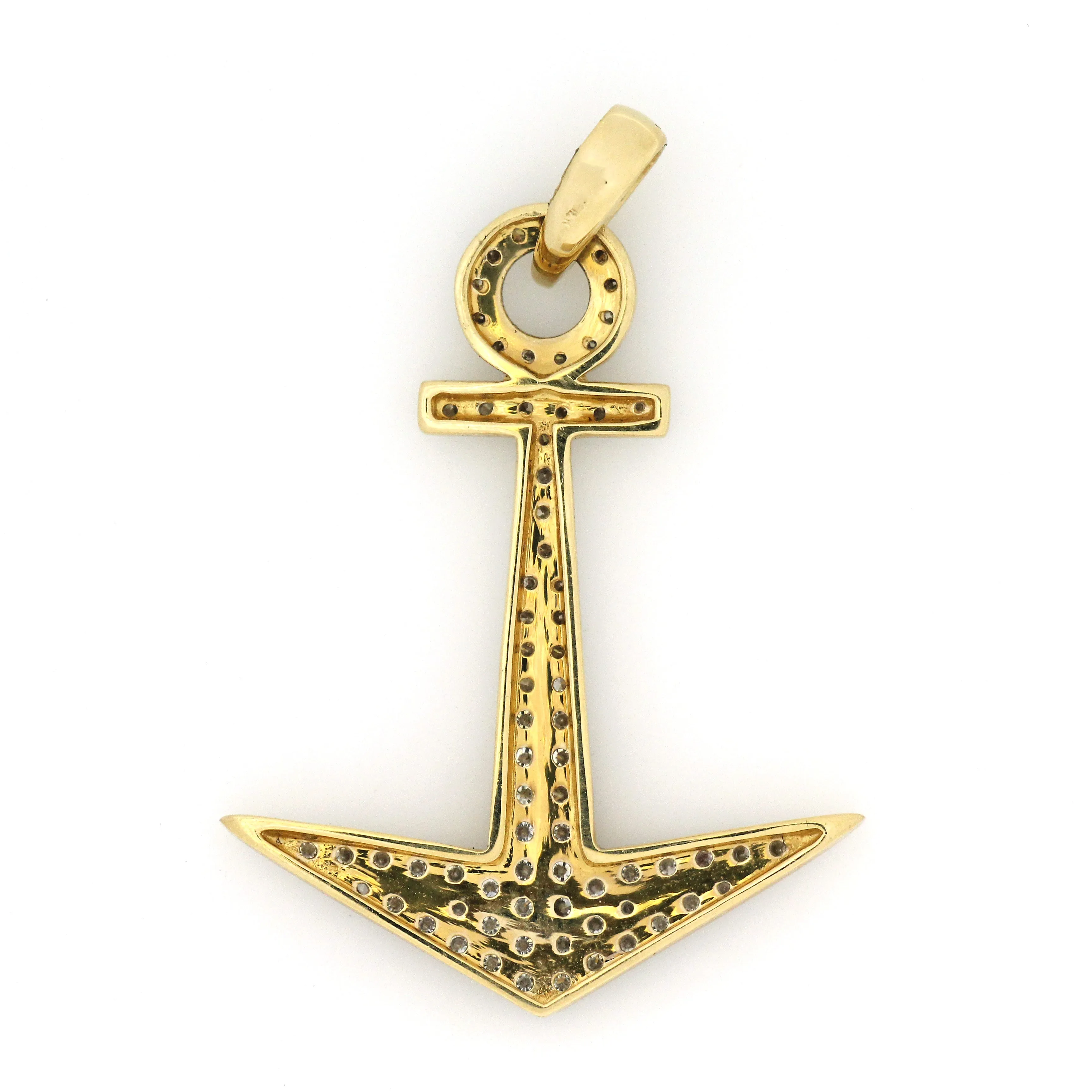 14K Yellow Gold Anchor Pendant 1.85 Ctw