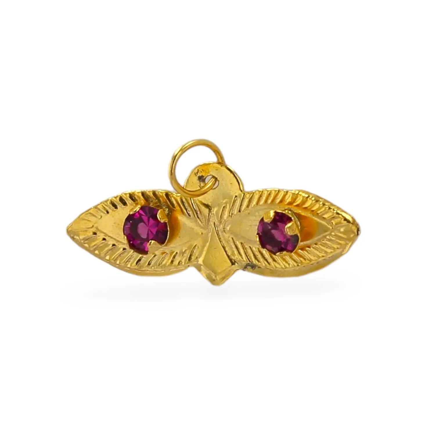 14K yellow gold Santa Lucia red  eyes pendant