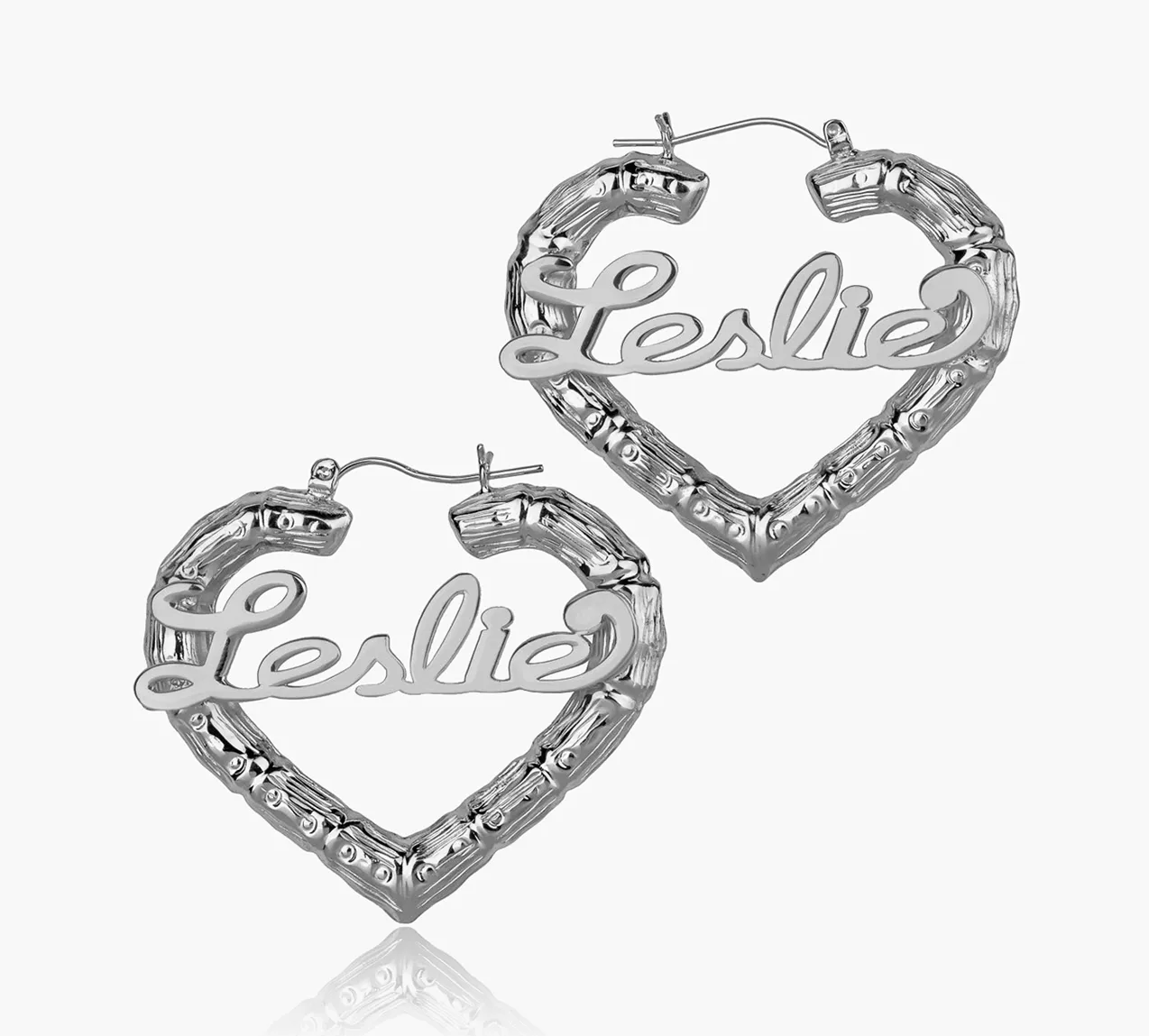 1.5" Bamboo Heart Name Earrings