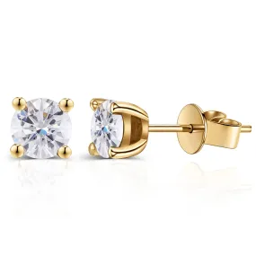 18k or 14k Yellow, White, Rose Gold Stud Moissanite Earrings 1ctw