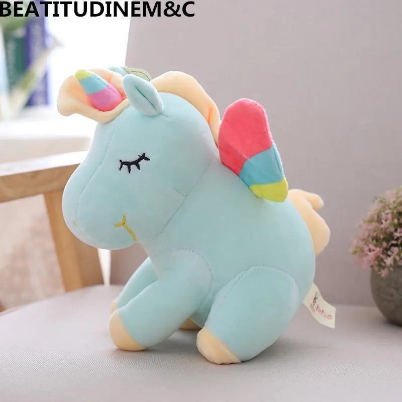 1Pcs 25cm Fat Rainbow Style Unicorn Plush Toy Animal Stuffed Toys Children Toys  Soft High Quality Toy Gift