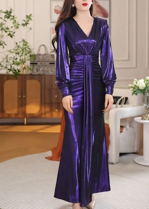 2024 New Sexy V-neck Slim Fit Wrap Hip Dress Long Sleeves EE1027