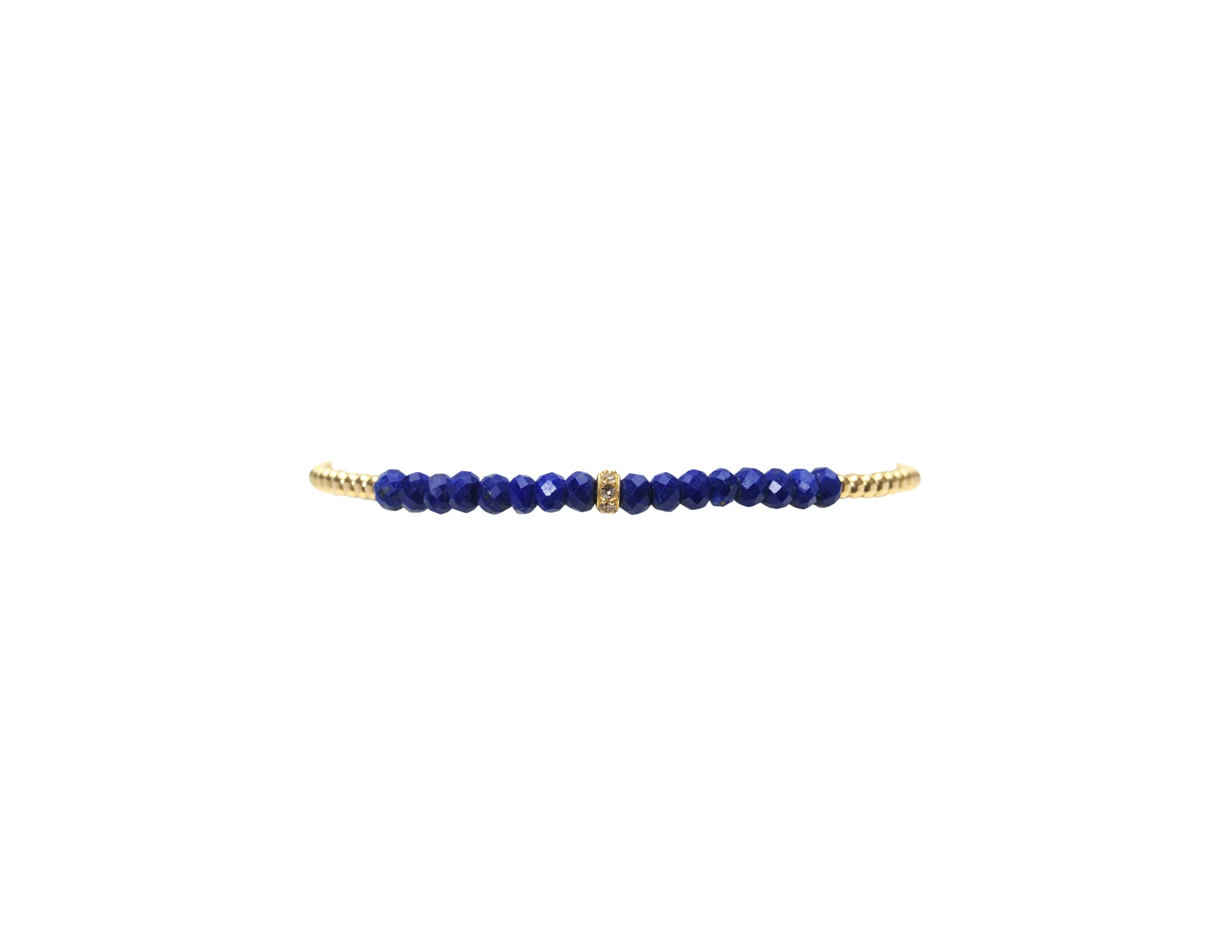 2MM Signature Bracelet with Lapis and 14K Diamond Rondelle