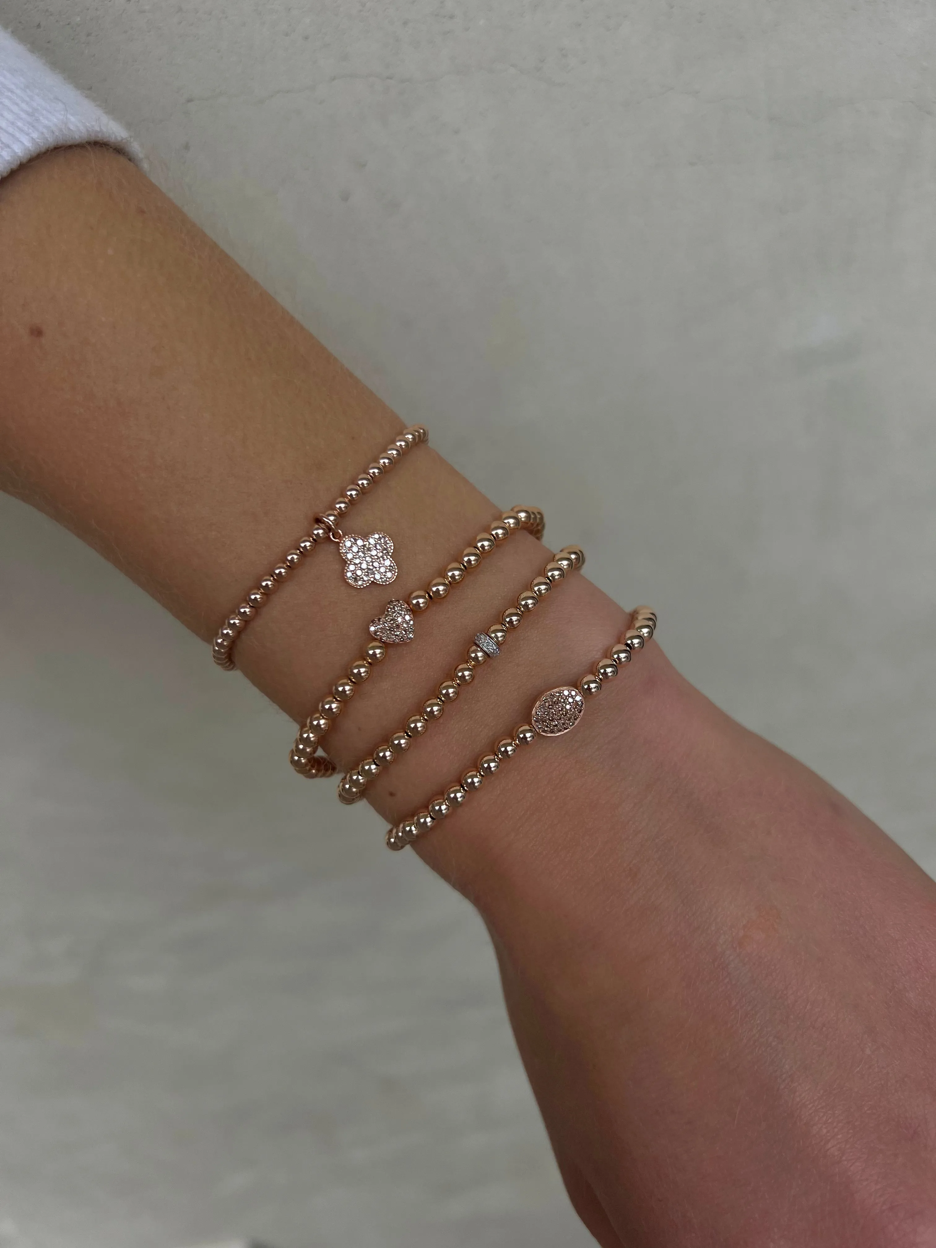 4MM Signature Rose Gold Bracelet with 14K Diamond Bean