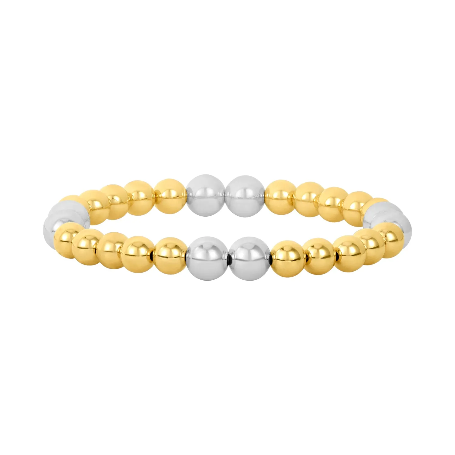 6MM Yellow Gold Filled Bracelet with 7MM Sterling Silver