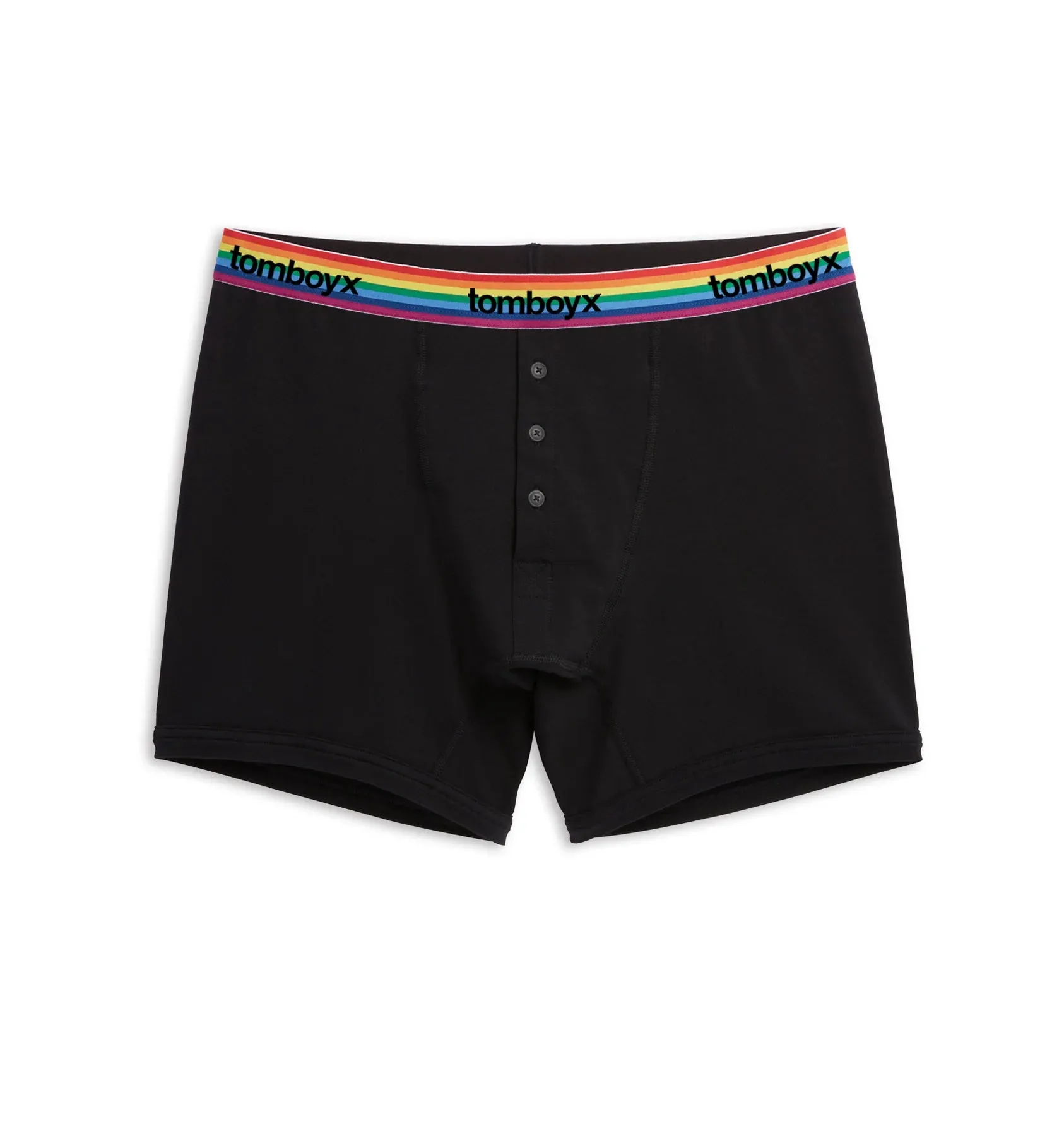 6" Fly Boxer Briefs - Black Rainbow Logo