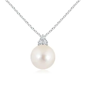 8mm Freshwater Cultured Pearl Pendant with Trio Moissanite