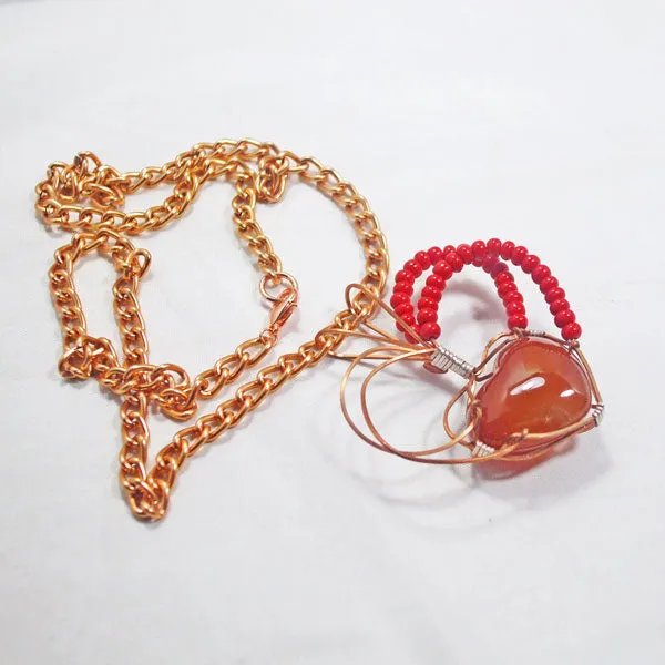 Abauro Carnelian Cabochon Pendant Necklace