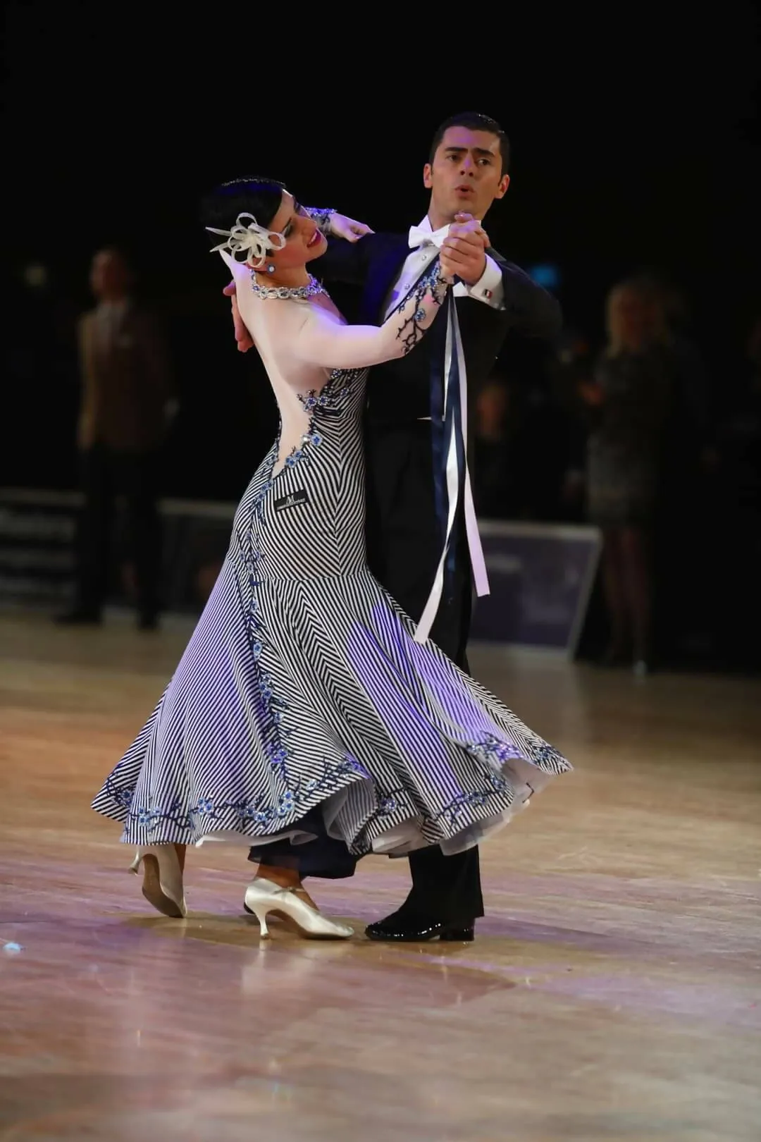 Abraham Martinez Blue & White Ballroom Dress