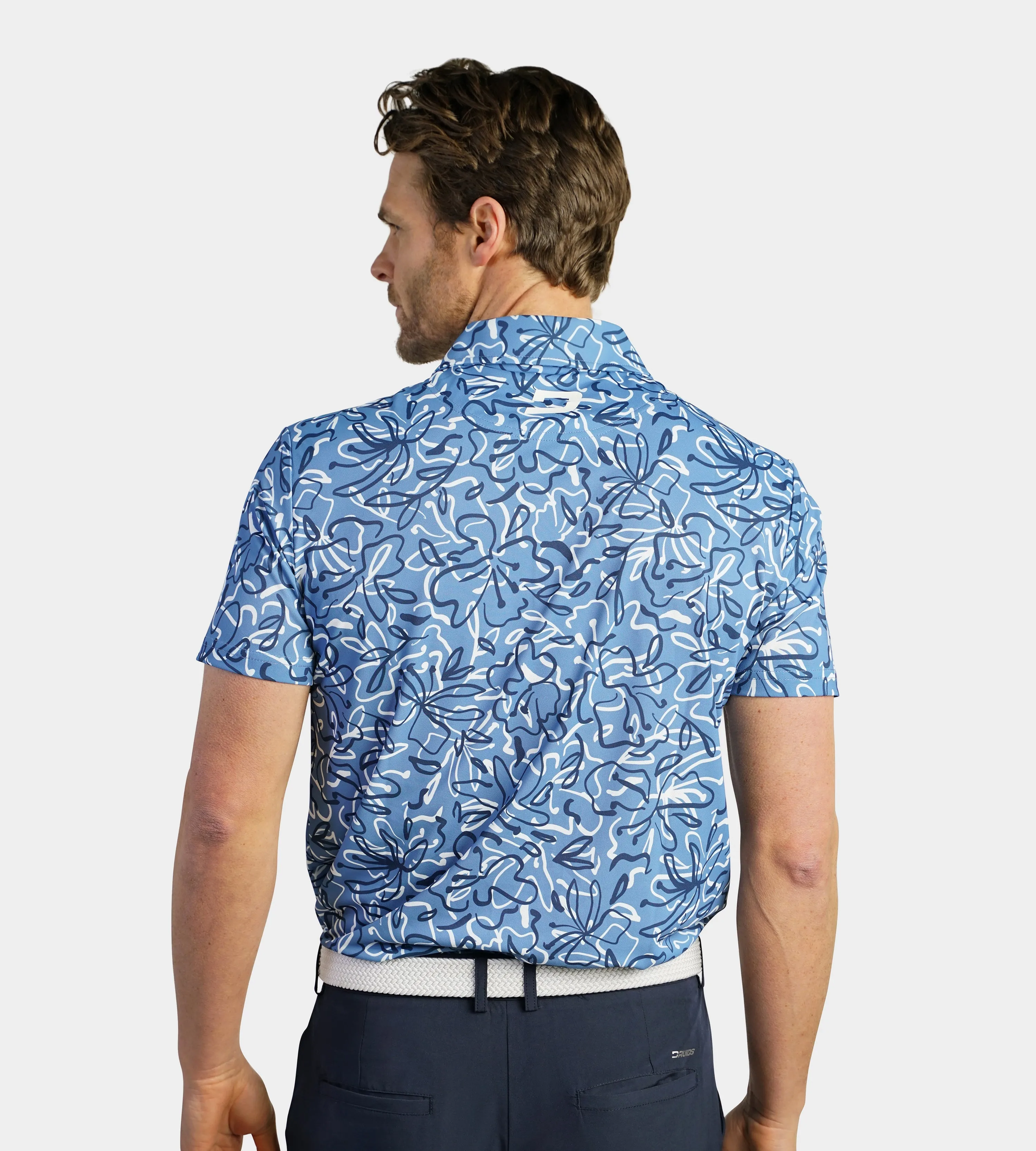 ABSTRACT FLORAL POLO - BLUE