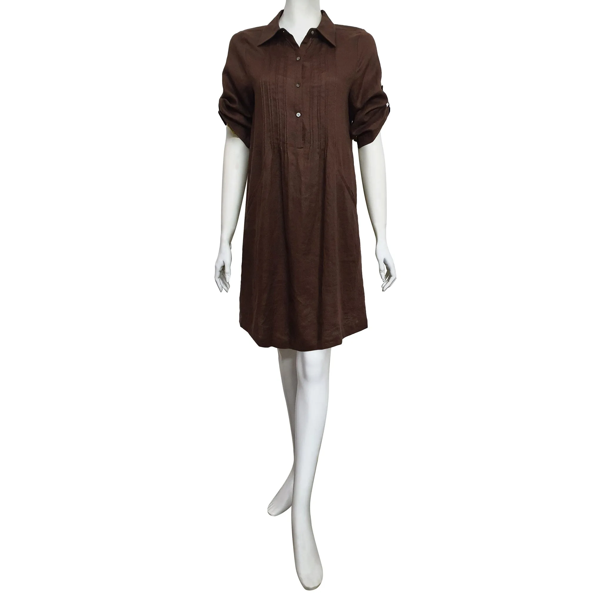 Anne Kelly Line Shirt dress in Khaki