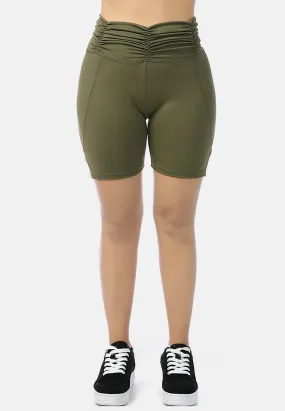 army green high waist biker shorts