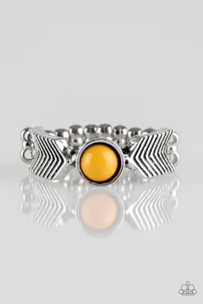 Awesomely ARROW Dynamic Silver and Yellow Ring - Paparazzi Accessories