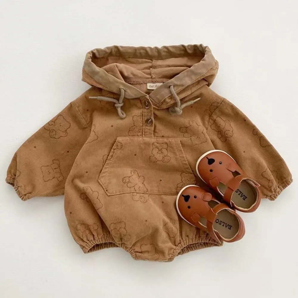 Baby Bear Hoodie Corduroy Sweatshirt Baby Clothes Wholesale