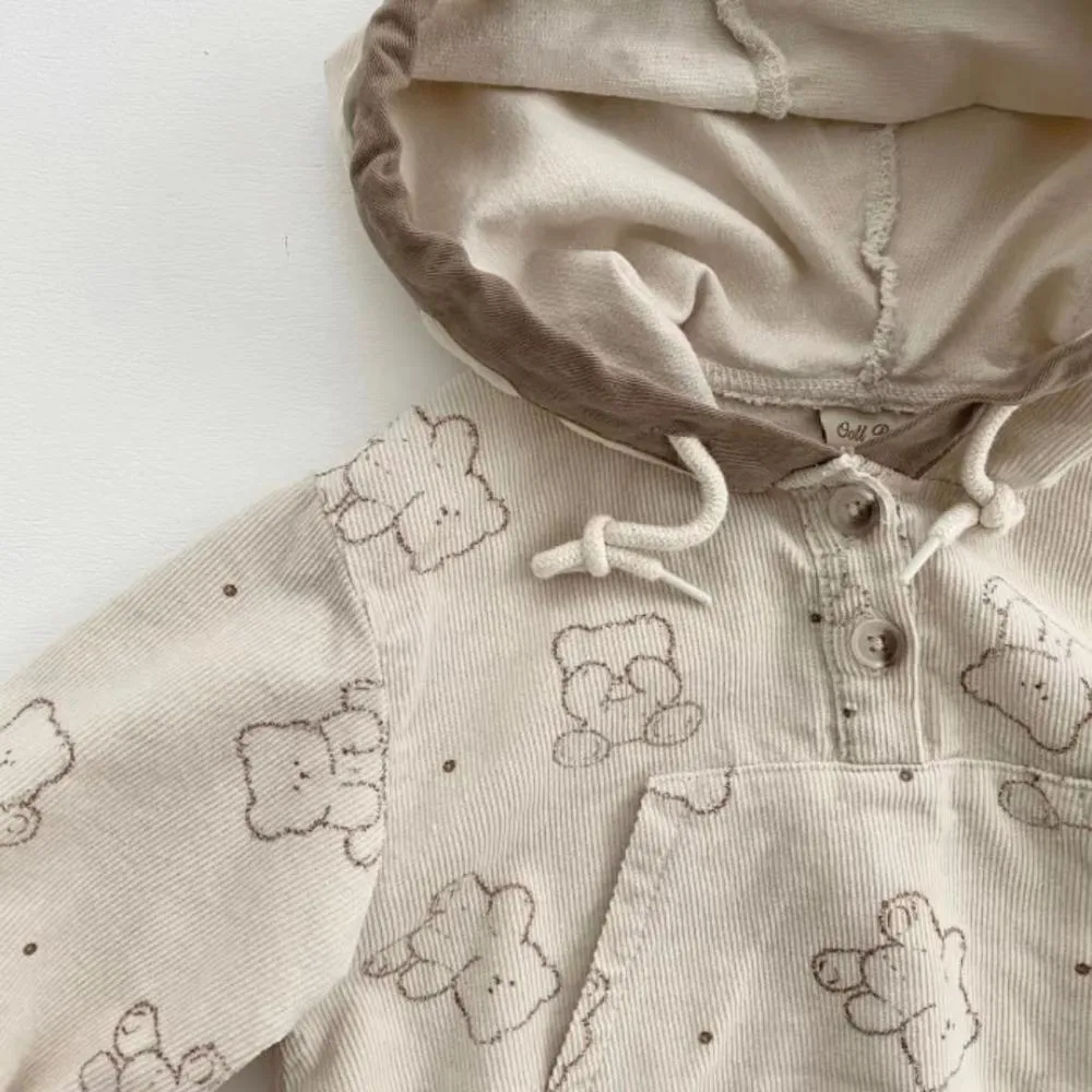 Baby Bear Hoodie Corduroy Sweatshirt Baby Clothes Wholesale