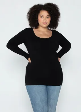 Bamboo Curvy Scoop Neck Long Sleeve