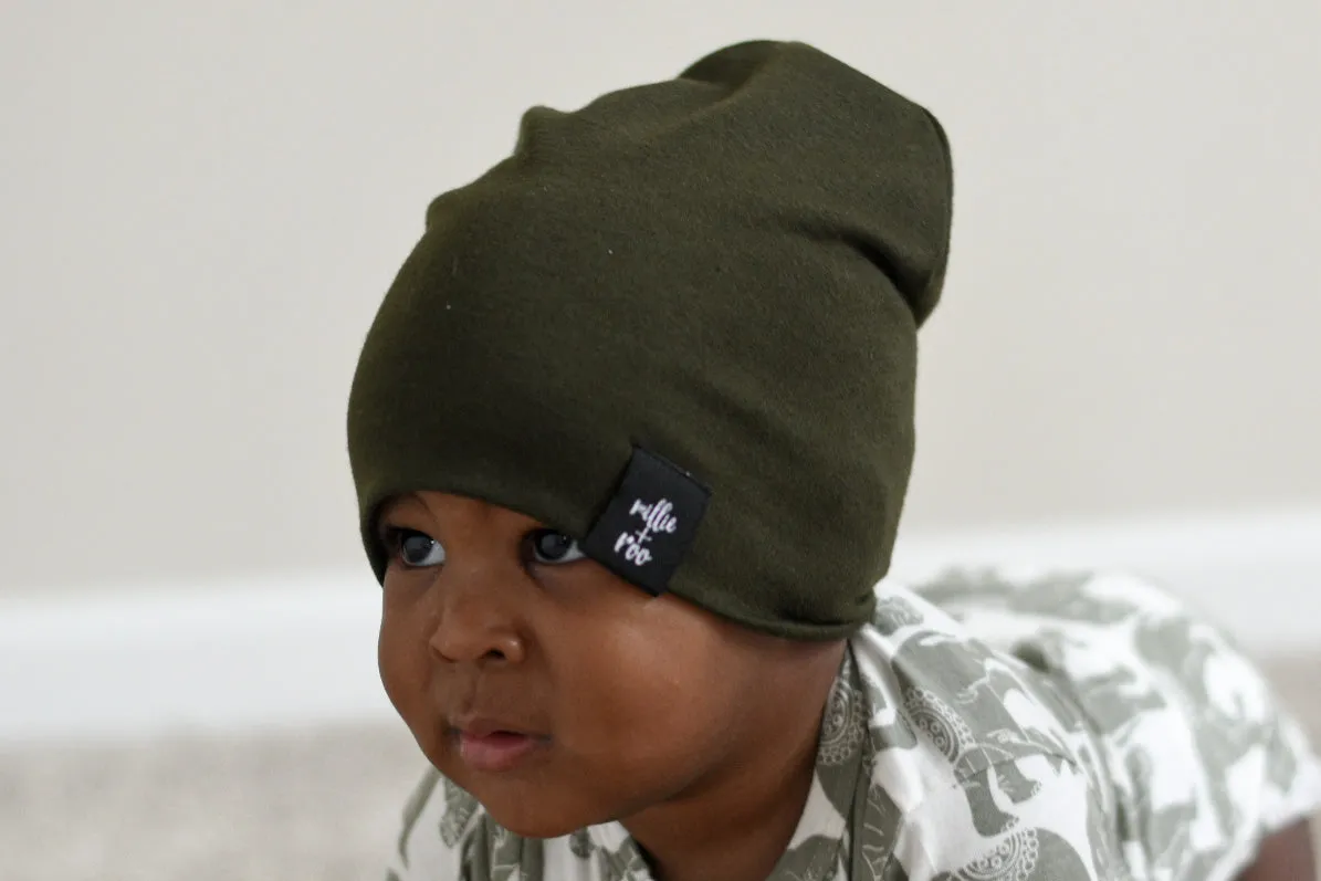 BEANIE- Olive Stretch French Terry