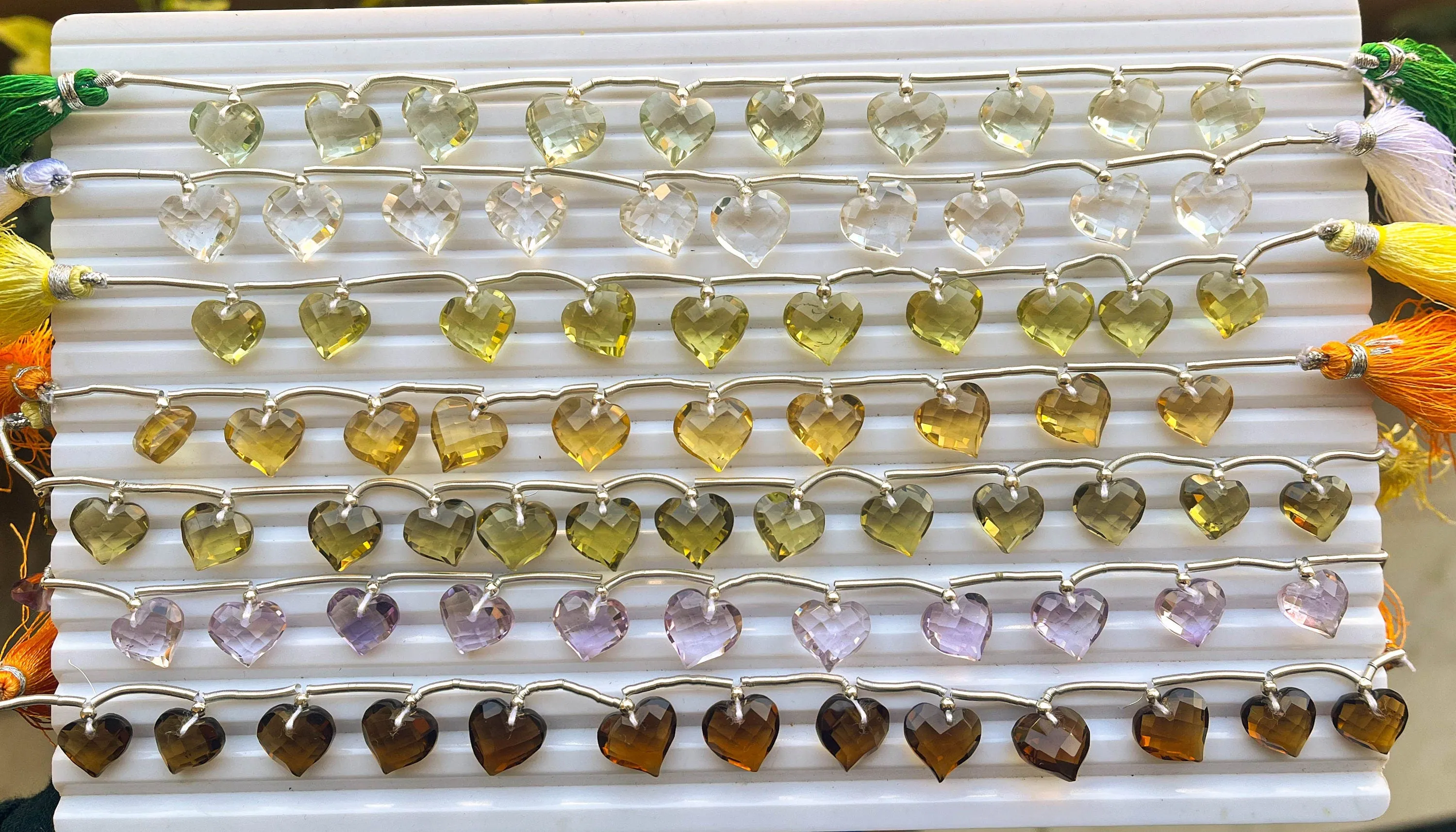 Beautiful! Natural Gemstones Heart Shape Briolette Beads, Faceted Heart Shape Beads, 10x11mm