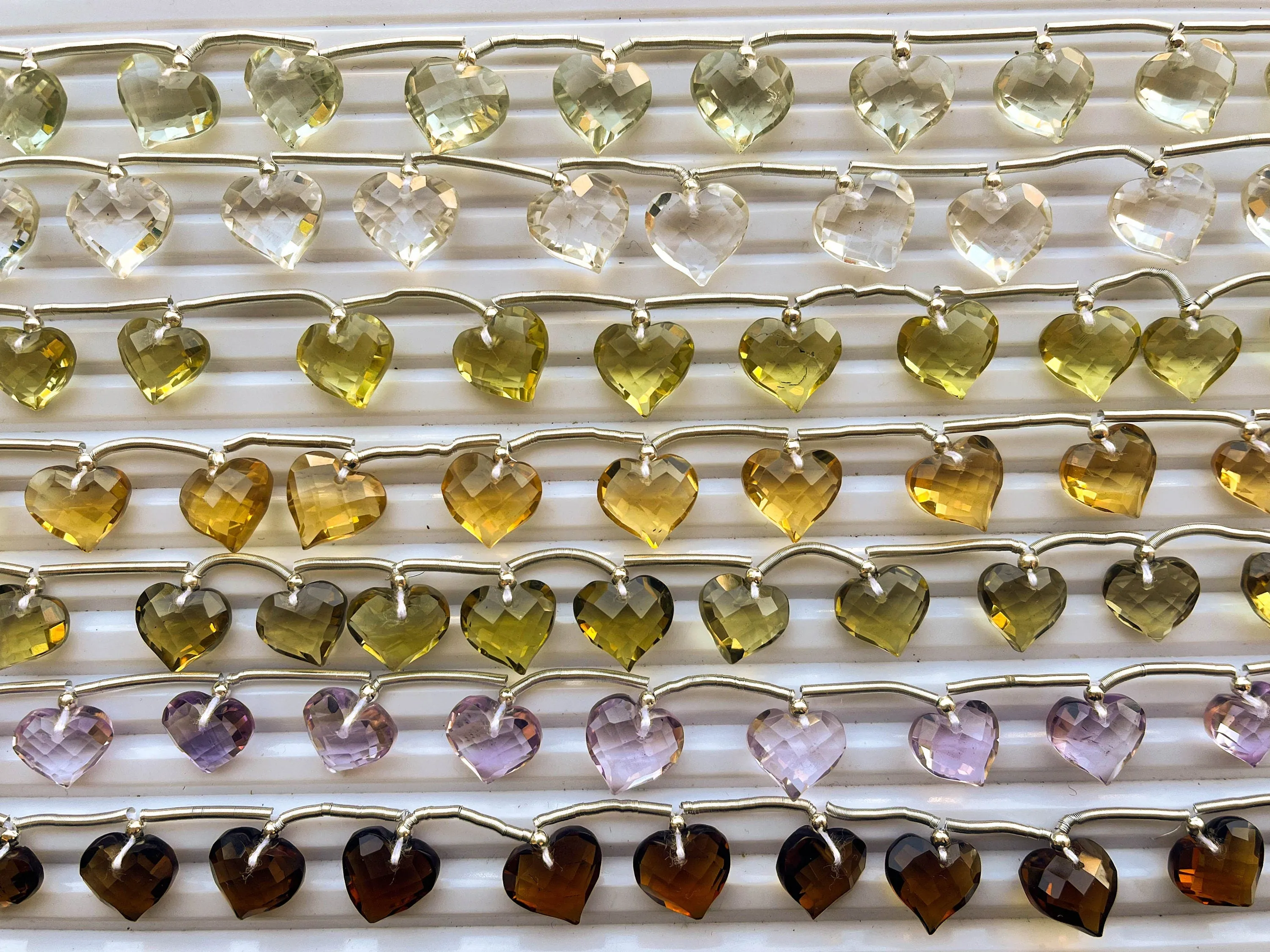 Beautiful! Natural Gemstones Heart Shape Briolette Beads, Faceted Heart Shape Beads, 10x11mm