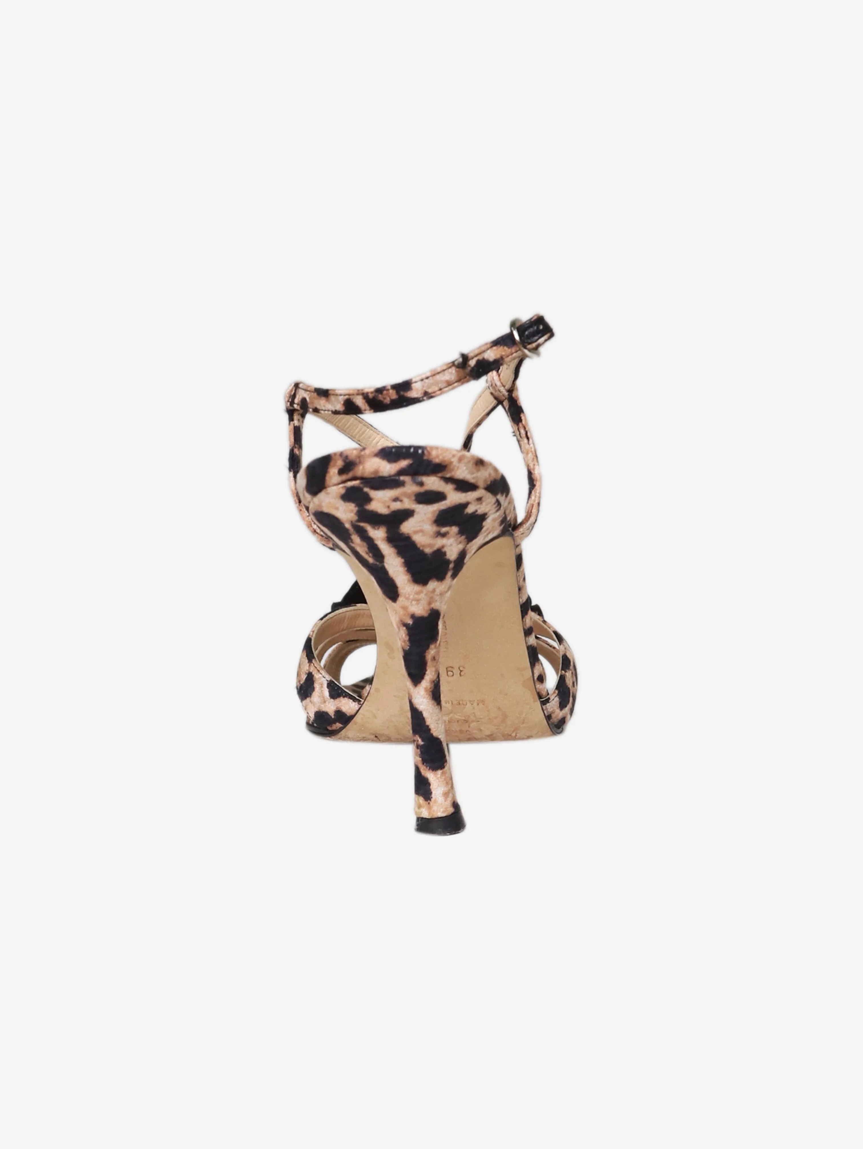 Beige animal print strappy sandal heels - size EU 39.5