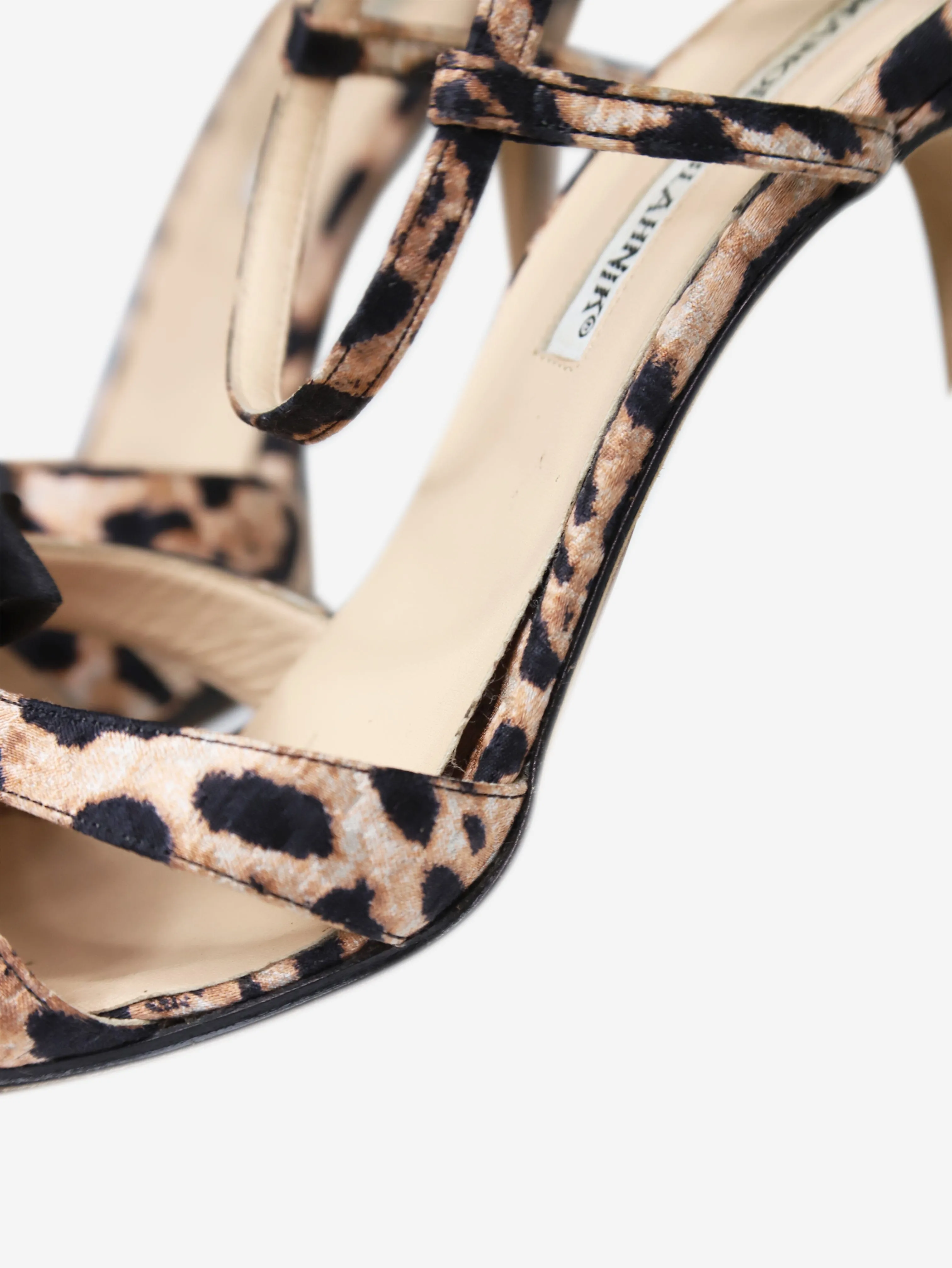 Beige animal print strappy sandal heels - size EU 39.5