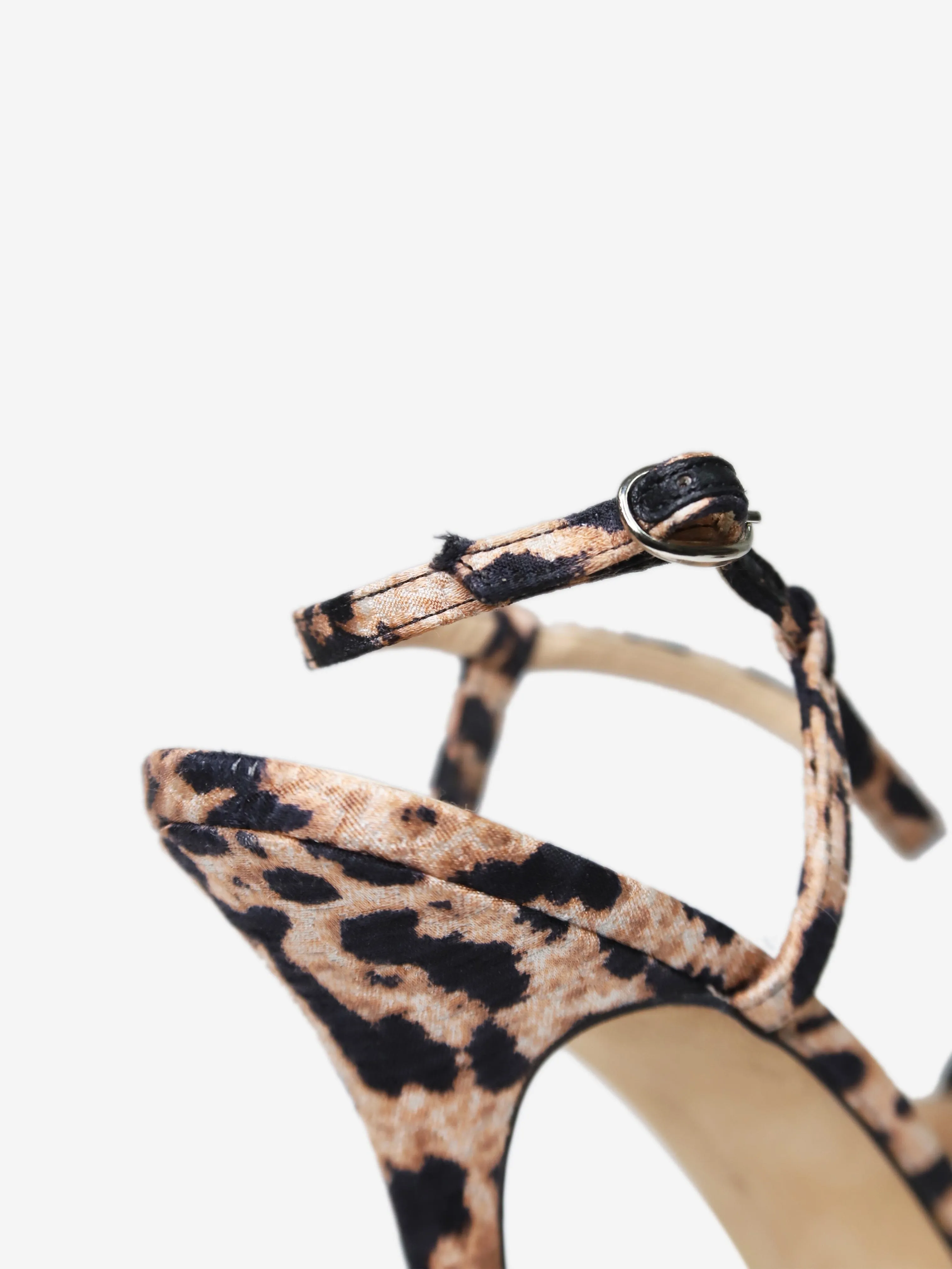 Beige animal print strappy sandal heels - size EU 39.5