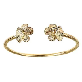 Better Jewelry 10K Yellow Gold West Indian BABY Bangle w. Flower Ends