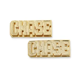 Better Jewelry Block Double Nameplate 10K Gold Stud Earrings