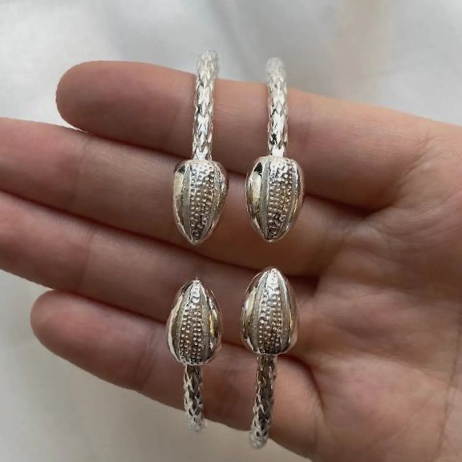 Better Jewelry Cocoa Pods Ends .925 Sterling Silver West Indian Bangles, 1 pair