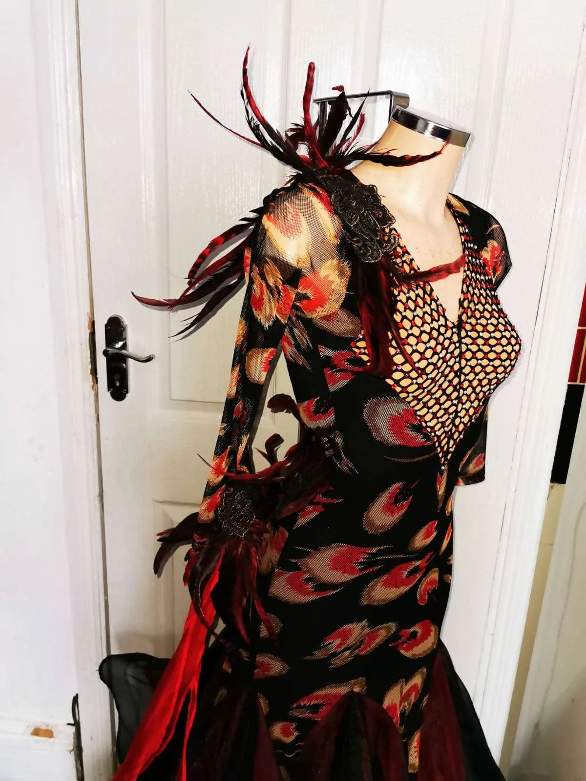 Black & Dark Red  Ballroom Dress