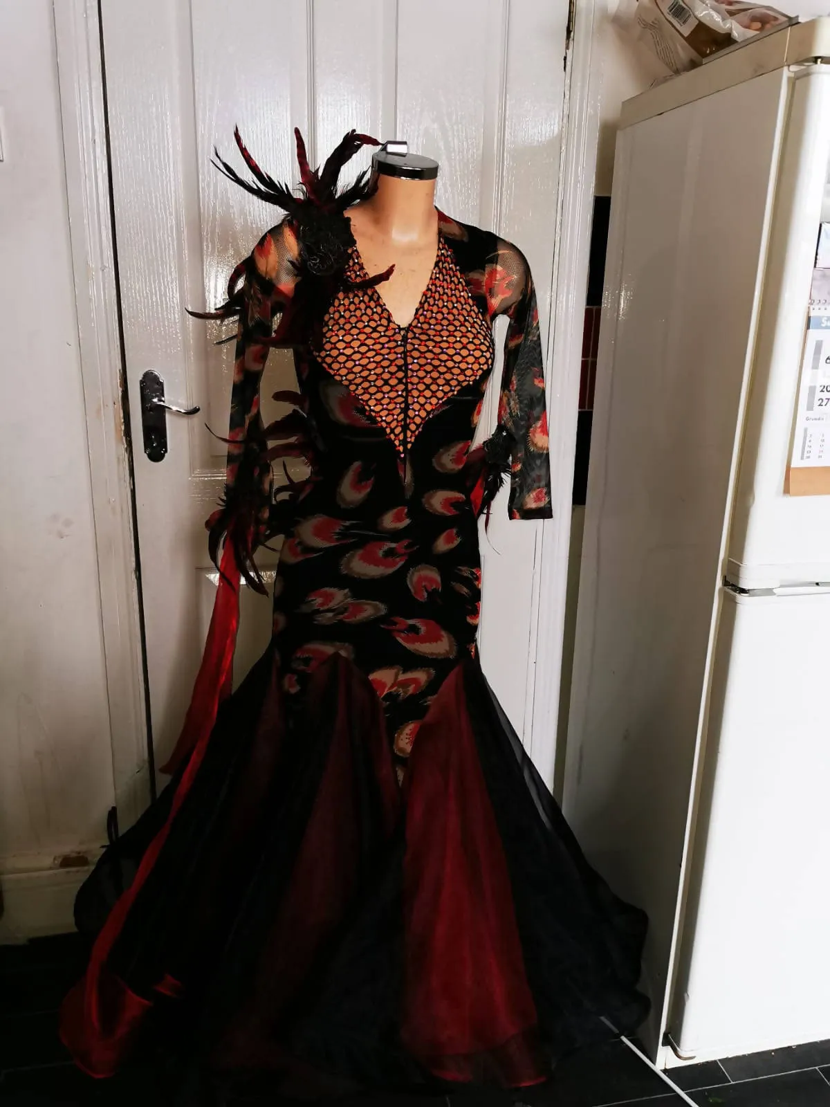 Black & Dark Red  Ballroom Dress