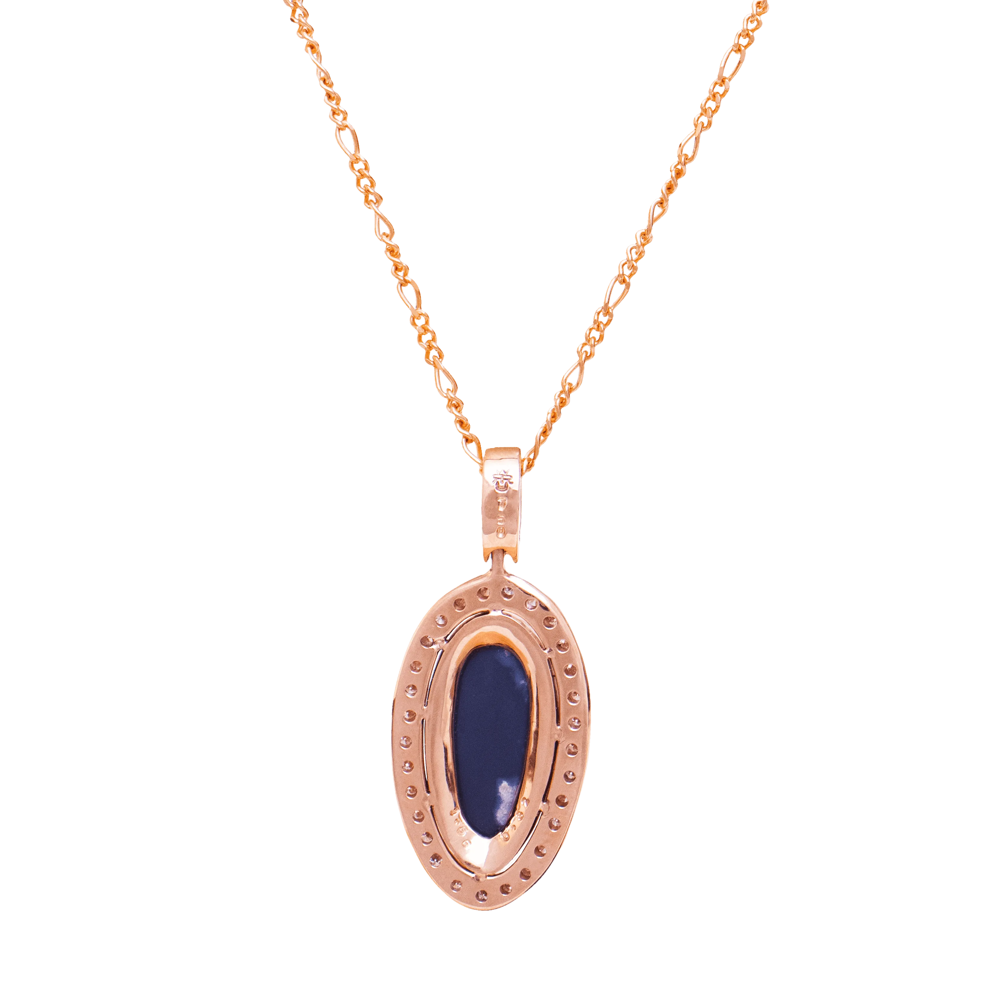 Black Opal & Diamond Halo Rose Gold Pendant