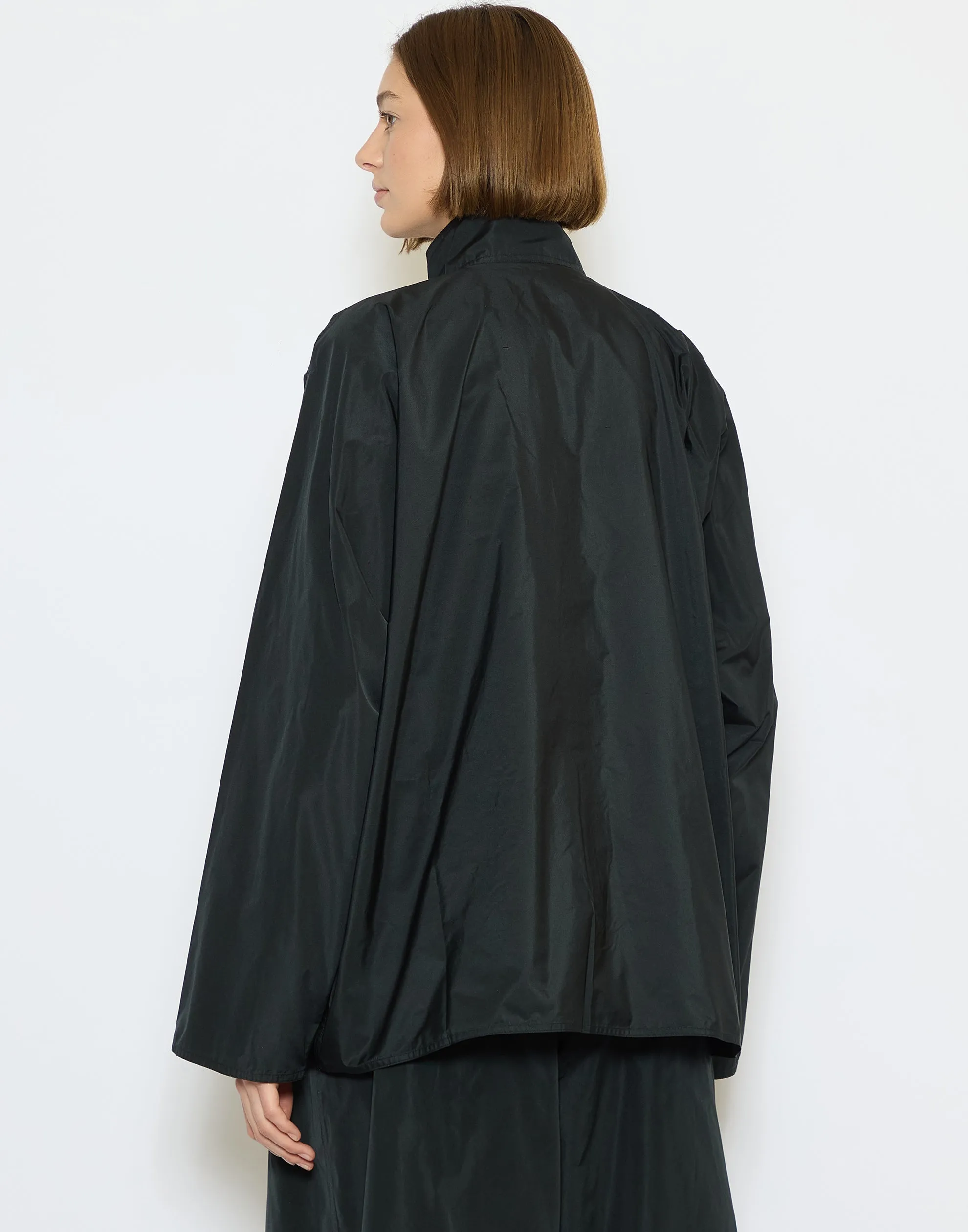 Black Taffeta Buck Shirt Jacket