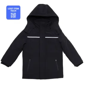 Boys Black Reflective Hooded Parka