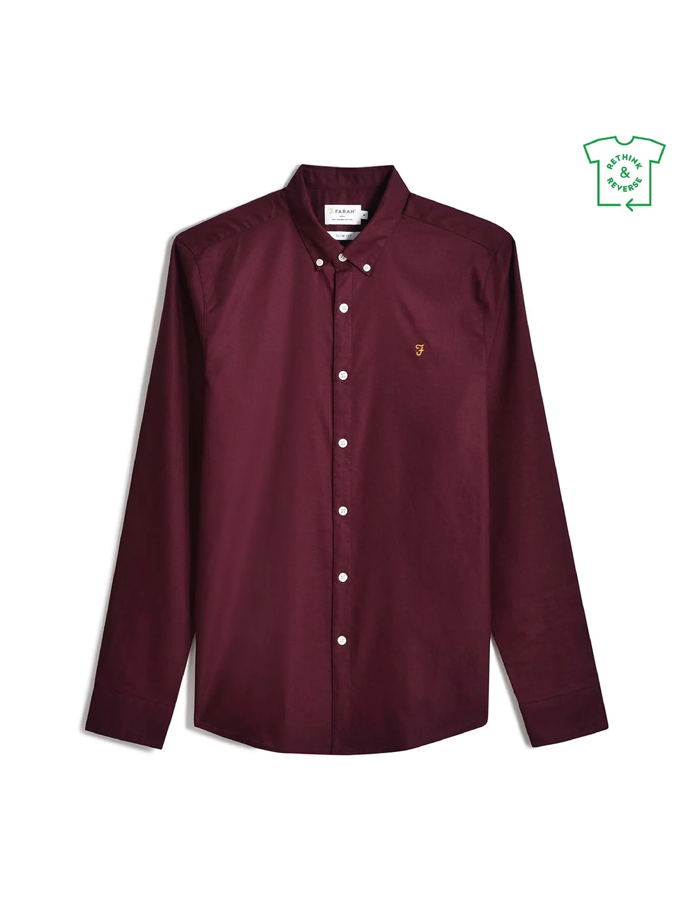 Brewer Slim Fit Organic Cotton Oxford Shirt In Bordeaux