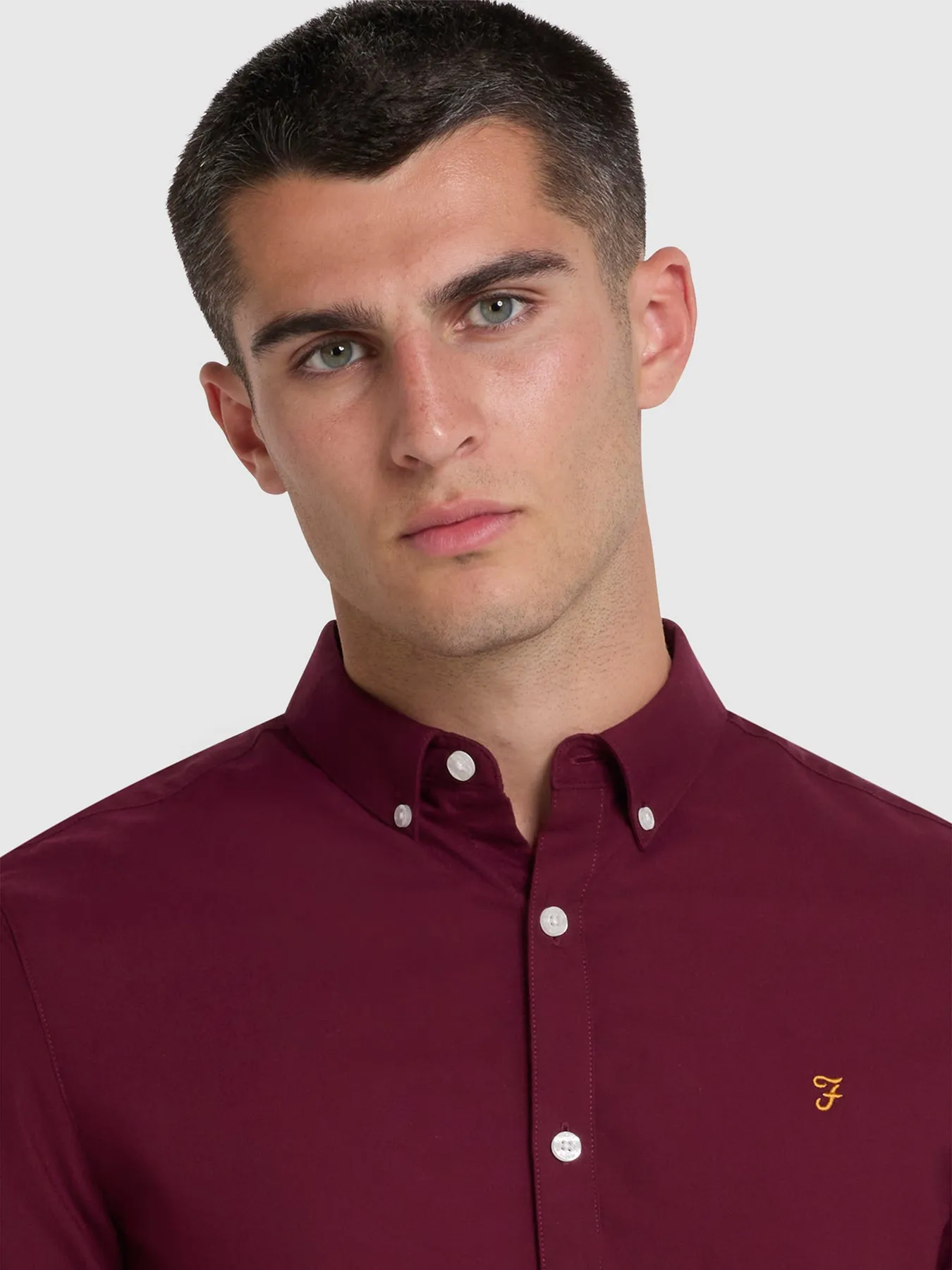 Brewer Slim Fit Organic Cotton Oxford Shirt In Bordeaux