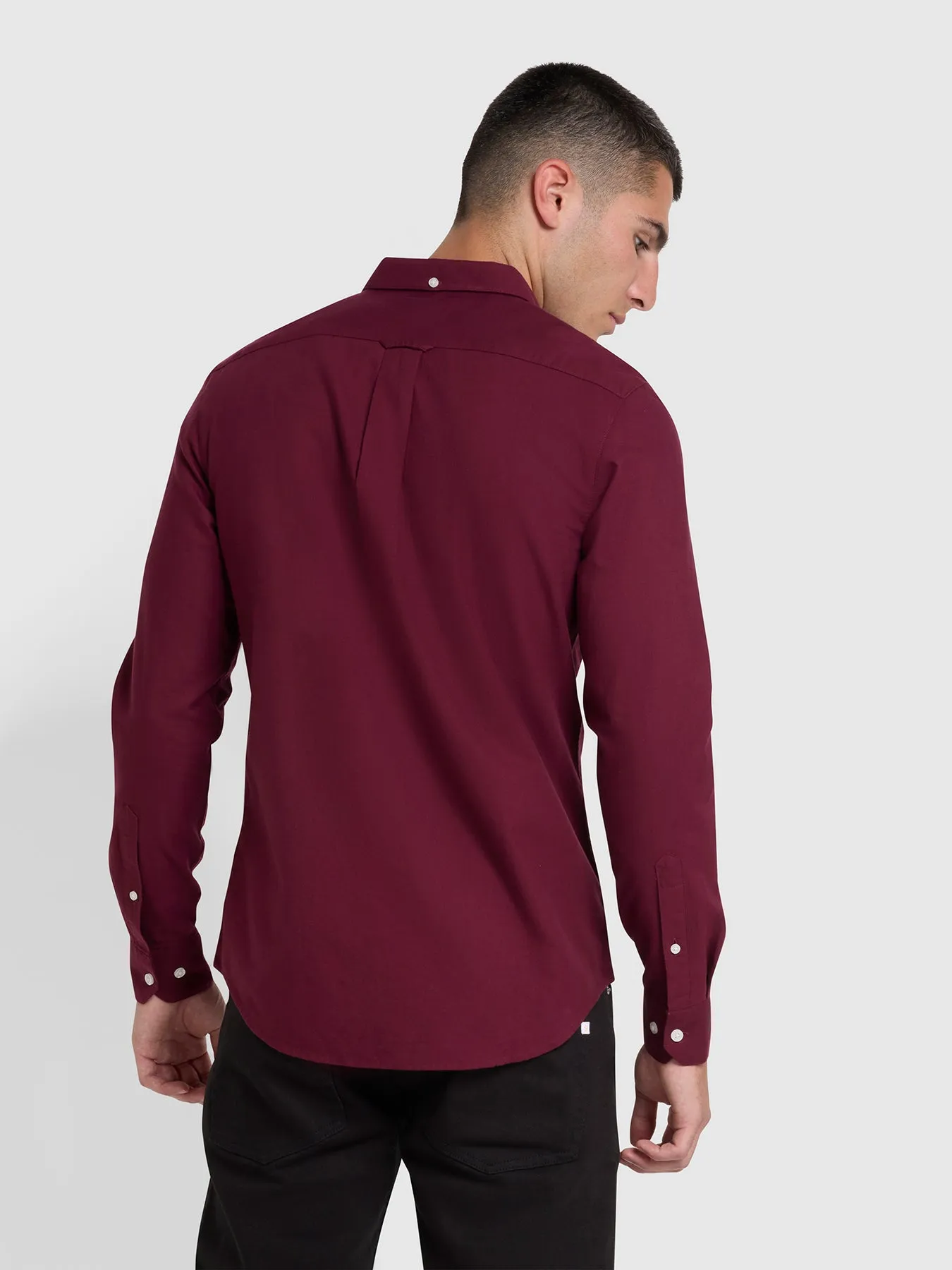 Brewer Slim Fit Organic Cotton Oxford Shirt In Bordeaux