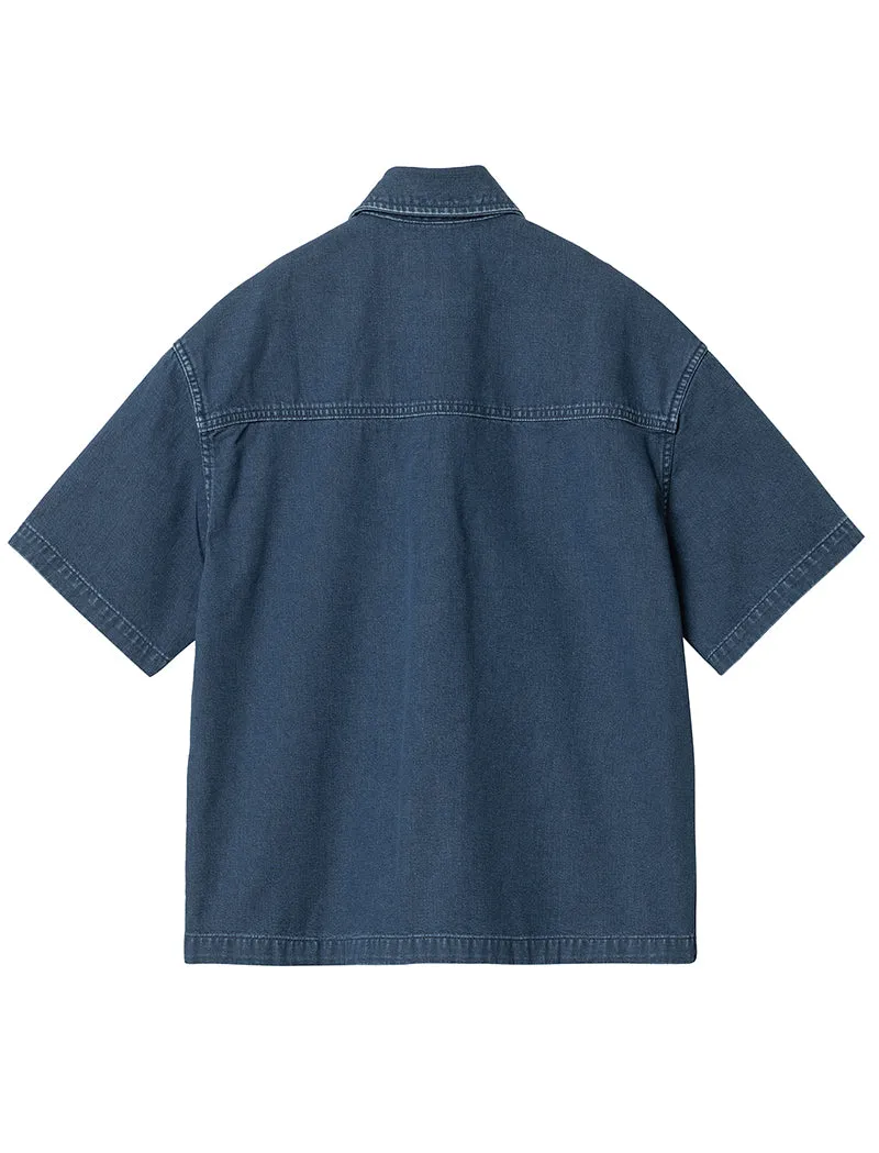 Carhartt WIP Womens S/S Lovilla Shirt Blue Heavy Stone Wash