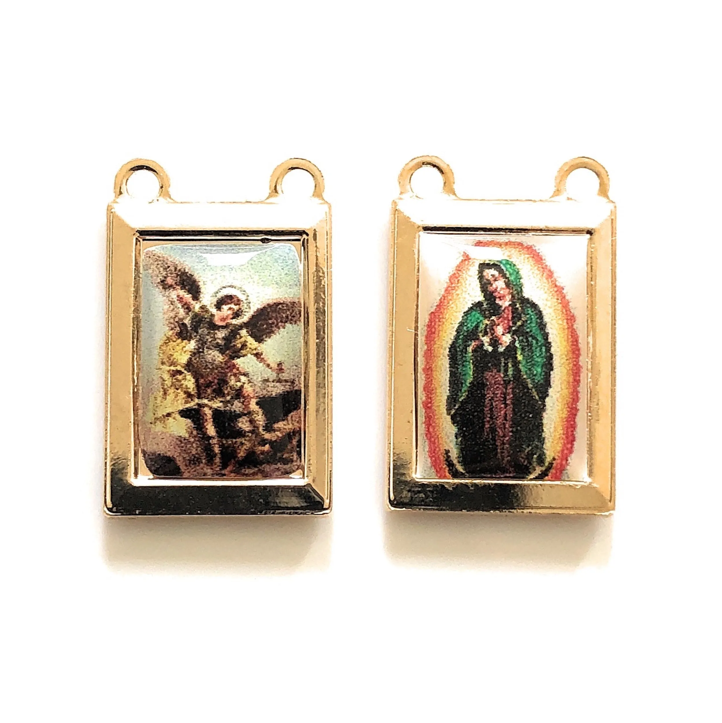 Catholic Scapular Purple Necklace Our Lady of Guadalupe and St Michael Archangel Scapular