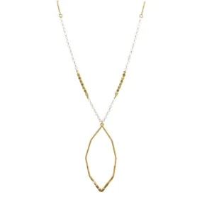 Chain and Beaded Octagon Pendant Necklace gold