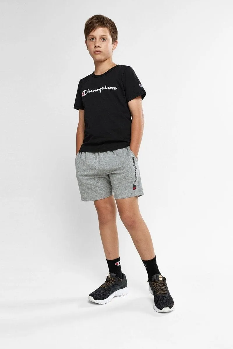 CHAMPION JUNIOR SCRIPT JERSEY GREY SHORTS