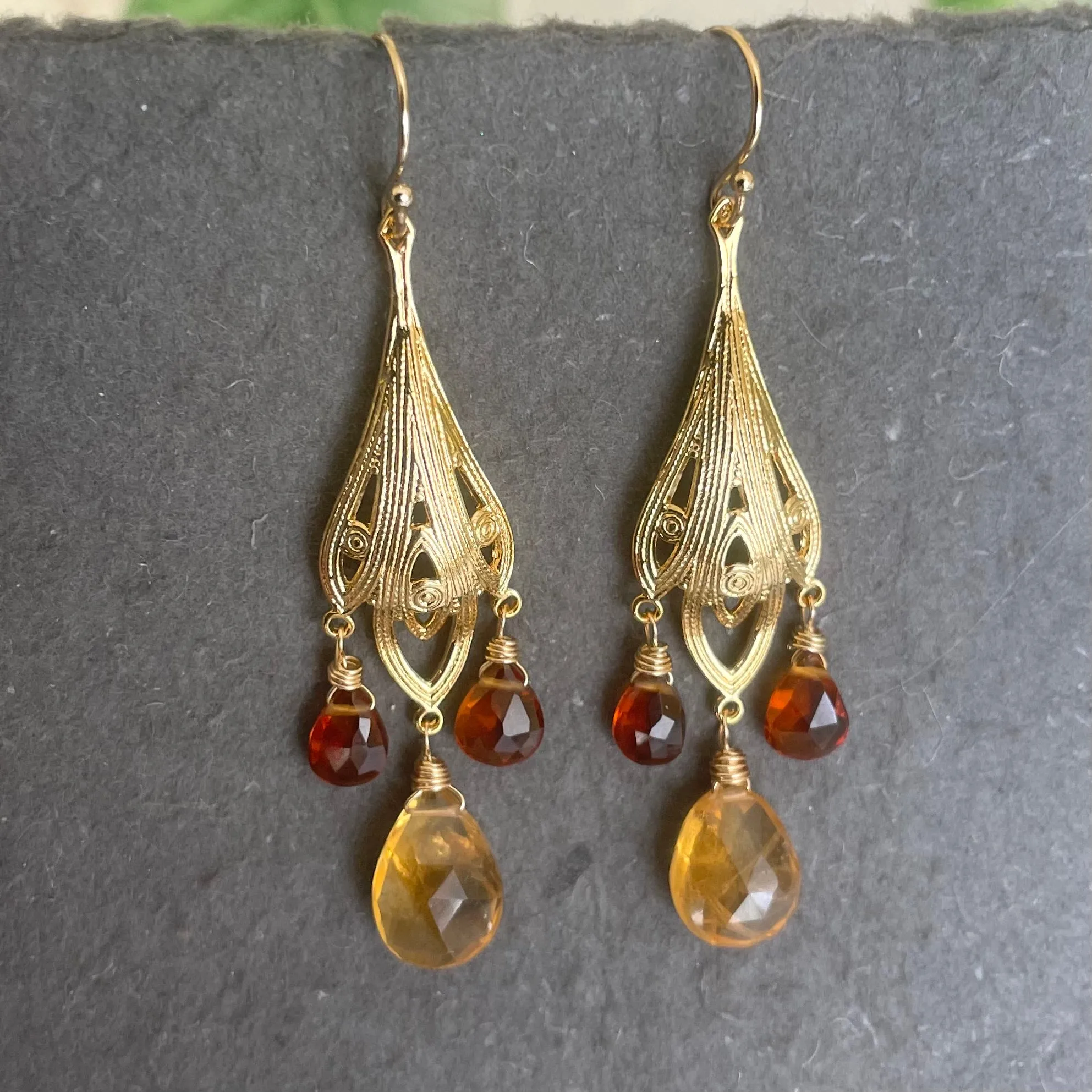 Citrine Art Deco Chandelier Earrings