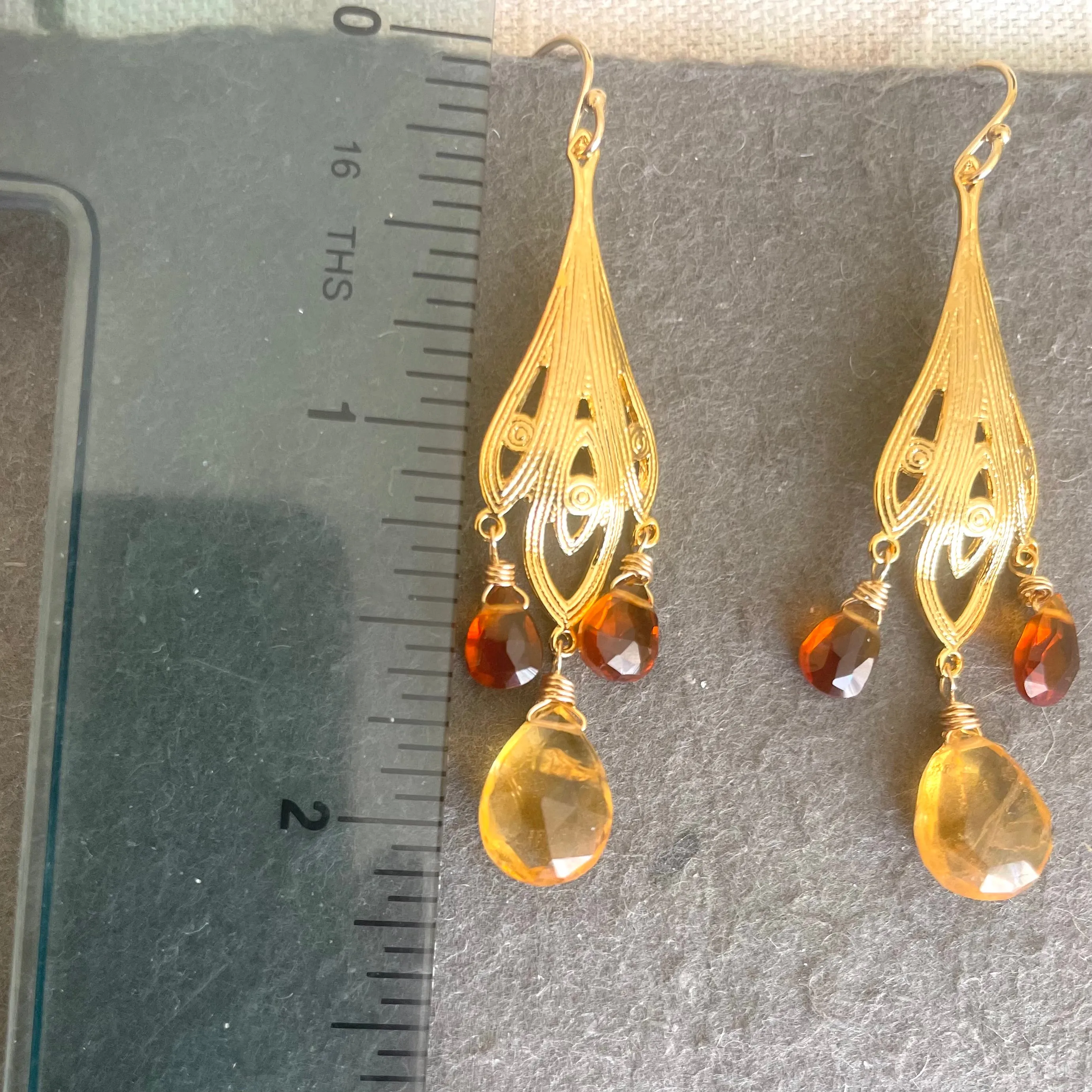 Citrine Art Deco Chandelier Earrings