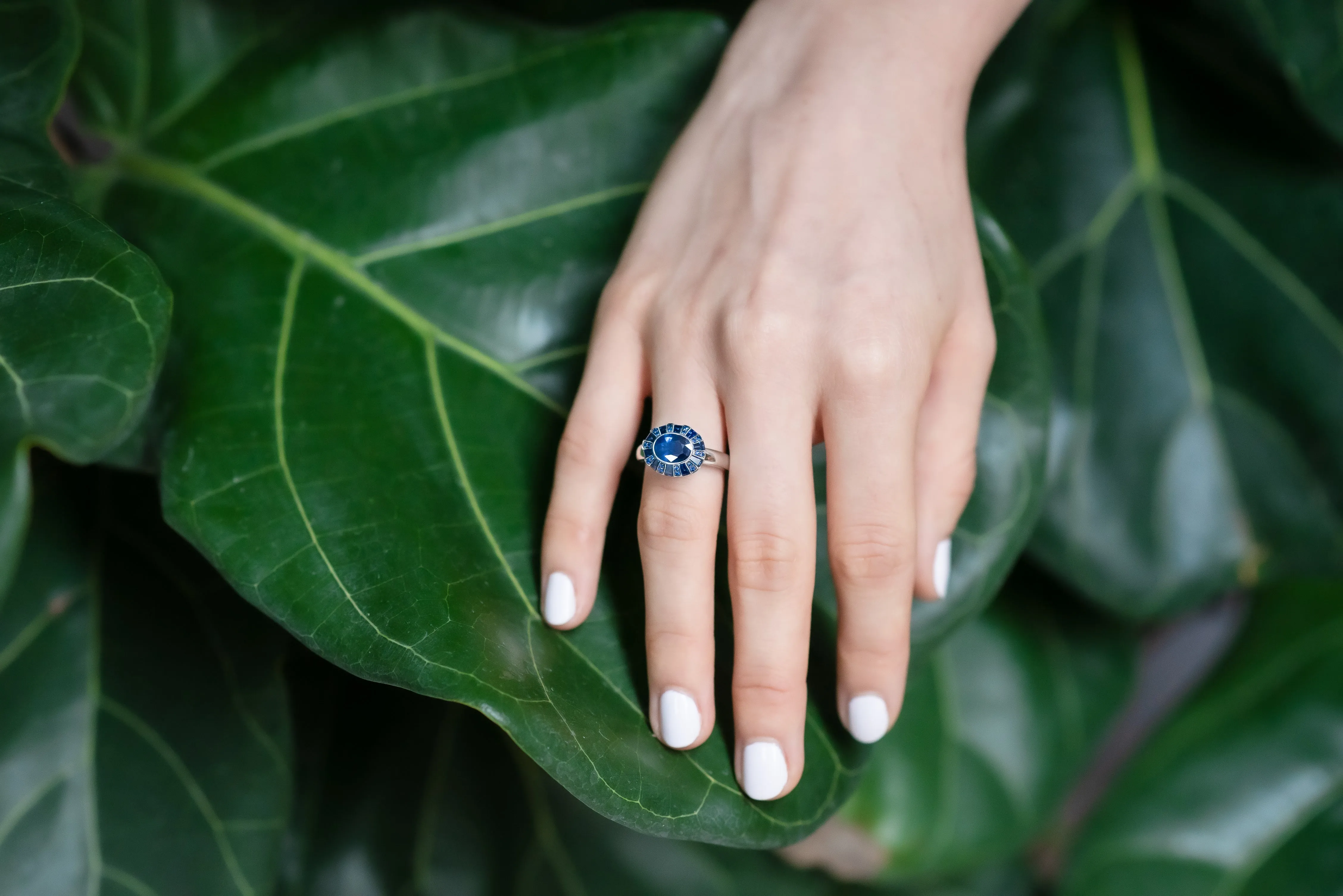 Classic 64 Twist Oval Emerald & Blue Sapphire Ring