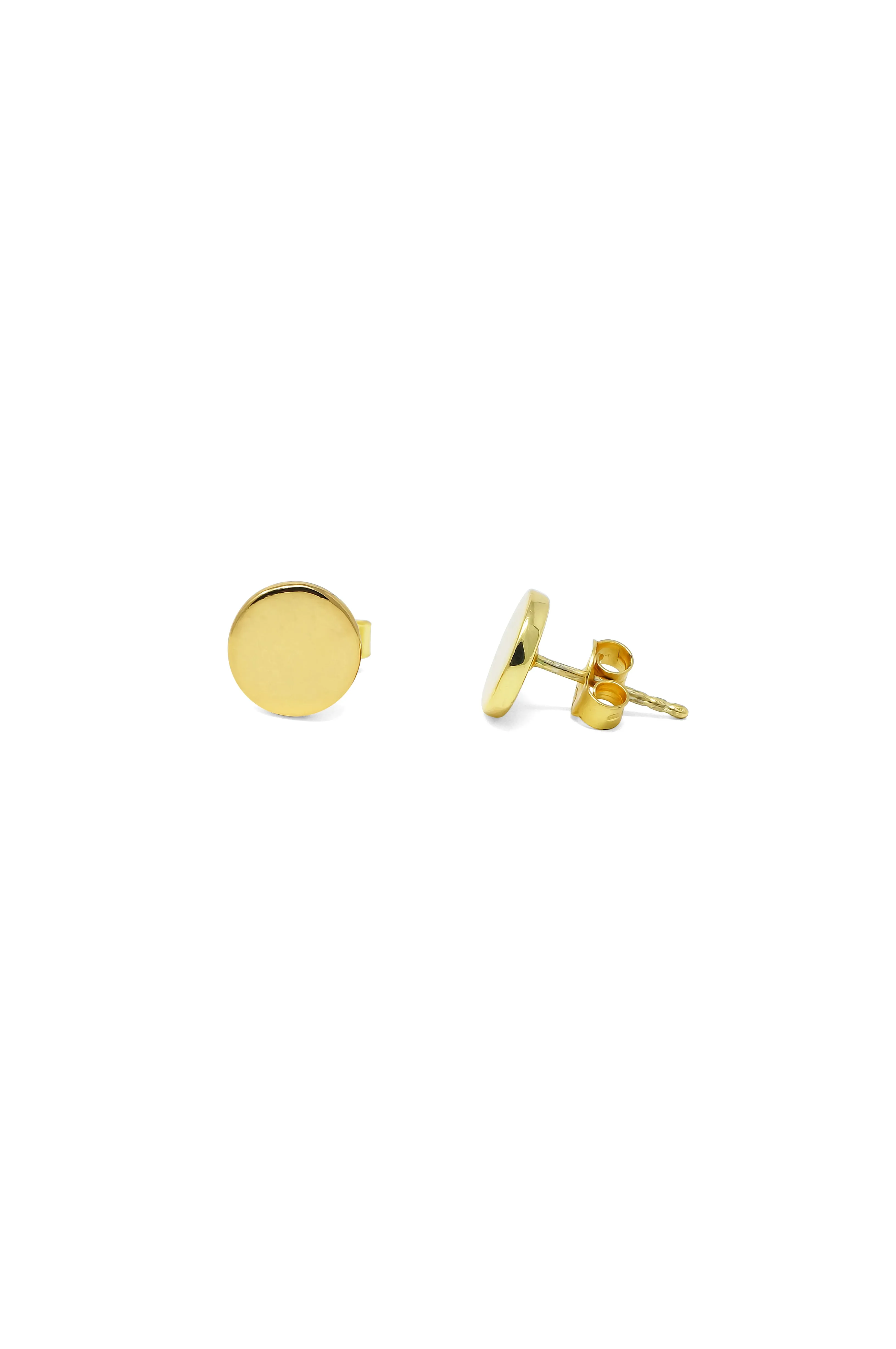 Classic Evergreen Circle Gold Plated Sterling Silver Stud Earrings