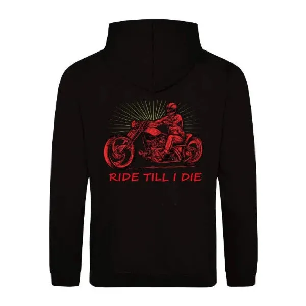 Classic Zipper Hoodie Unisex Front   Rückendruck/Ride Till I Die