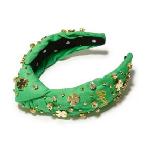 CLOVER GREEN EMBELLISHED SHAMROCK KNOTTED HEADBAND