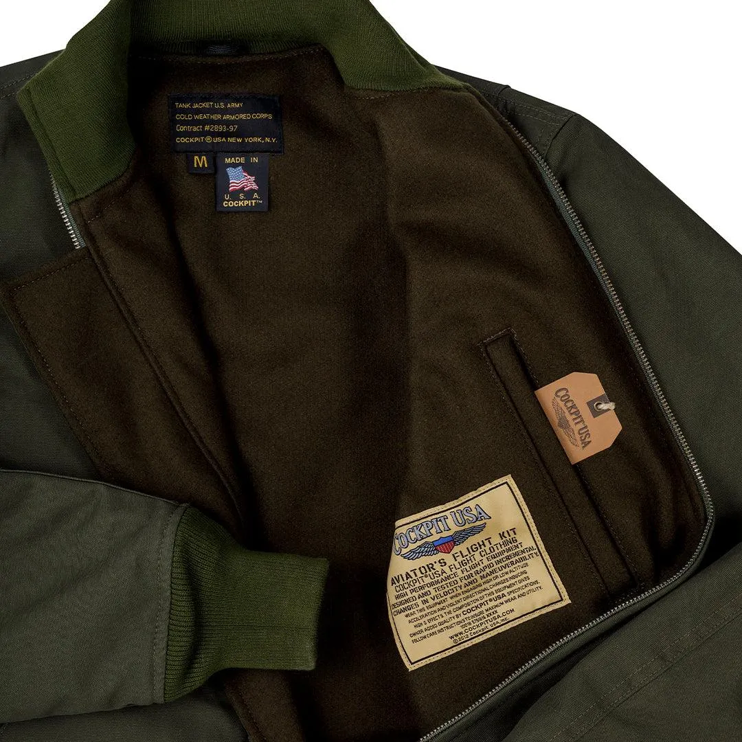 Cockpit USA Mens Wool-Lined WWII American Tanker Jacket - Olive