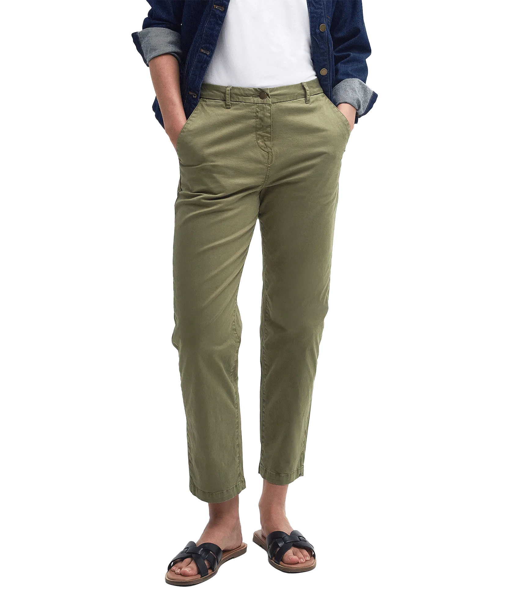 Cropped Chino Trousers - Green