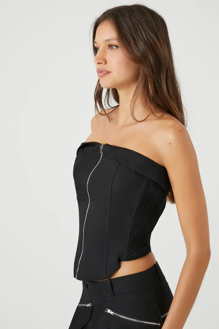 Cropped Zip-Up Tube Top